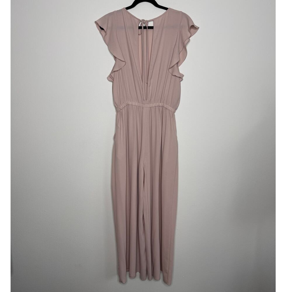 Romantic Blush Wide Leg Jumpsuit Flutter Sleeve Wilfred Fleurette L Aritzia - Picture 4 of 8